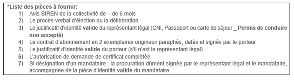 Liste des pièces à fournir