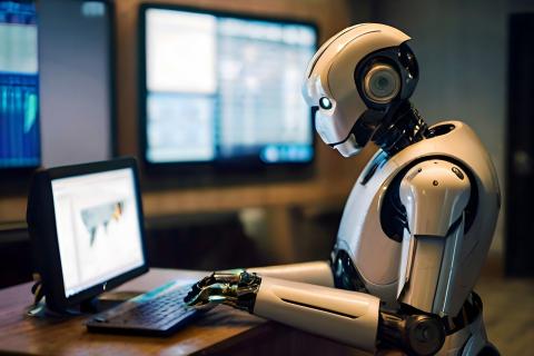 Robot devant pc