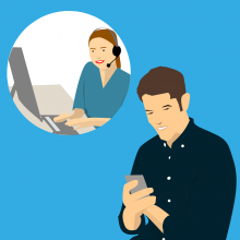 deux personnes en communication, assistance téléphonique